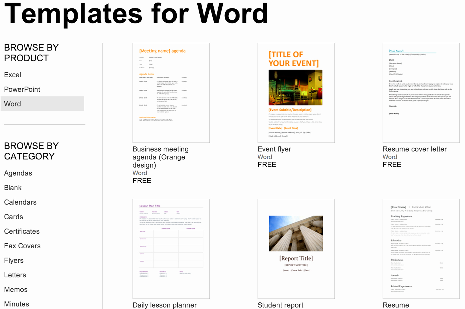 Templates Free Printable Word Documents