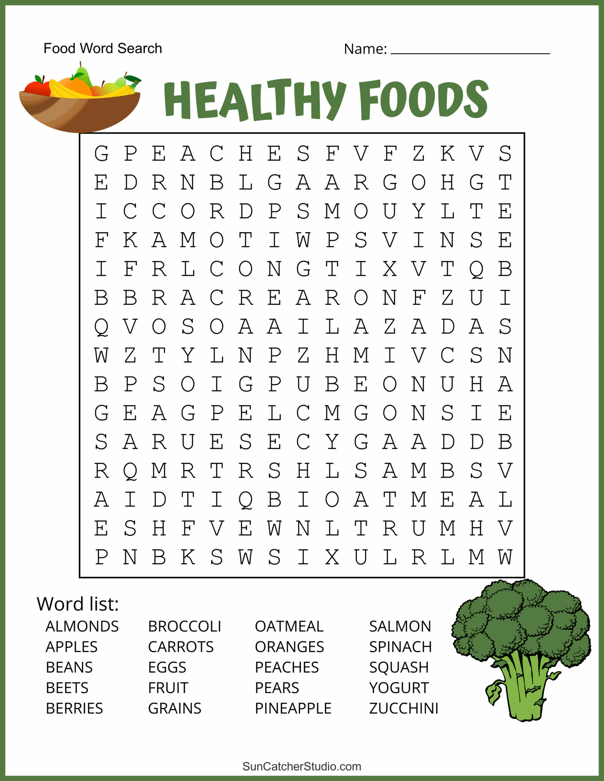 Food Word Search Free Printable Puzzles Free Printables Monograms