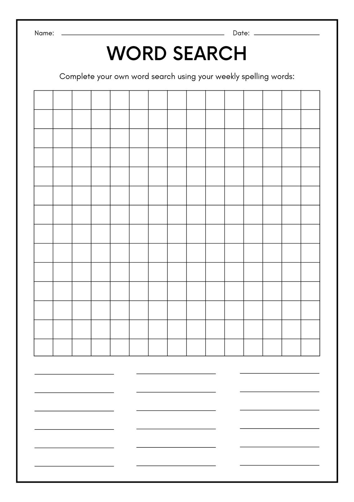 Printable Word Scramble Template
